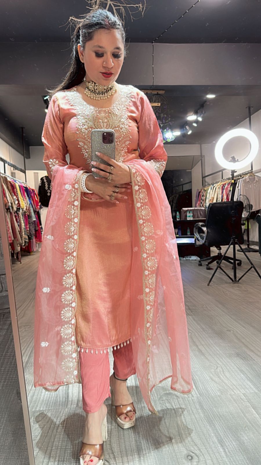 Kesariya peach Designer suit