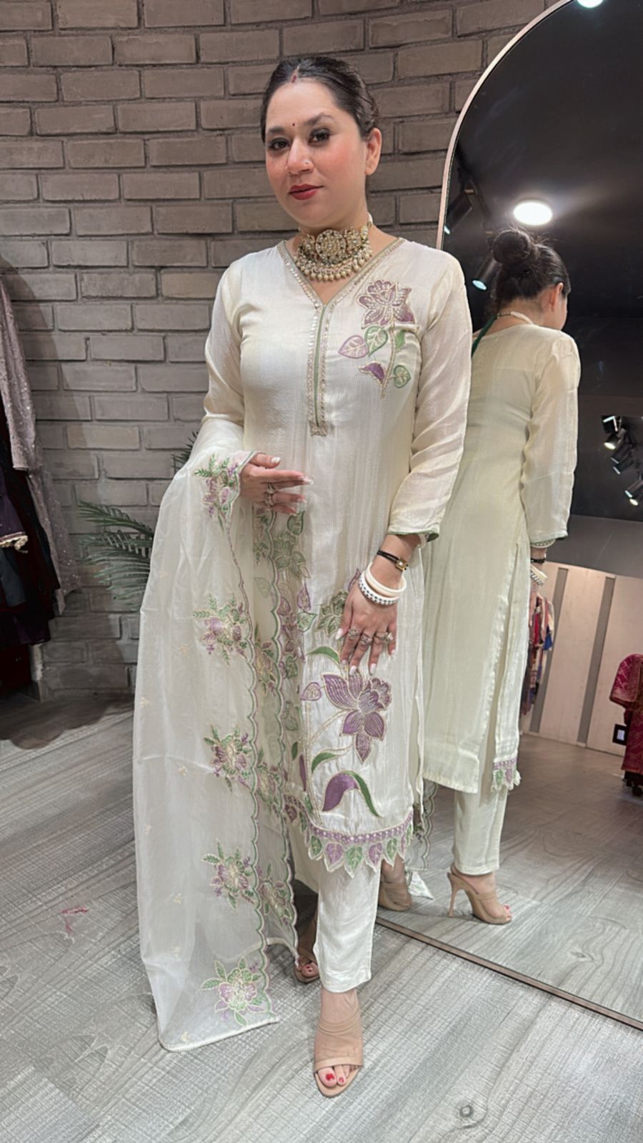 Moon Ivory Flower Designer suit