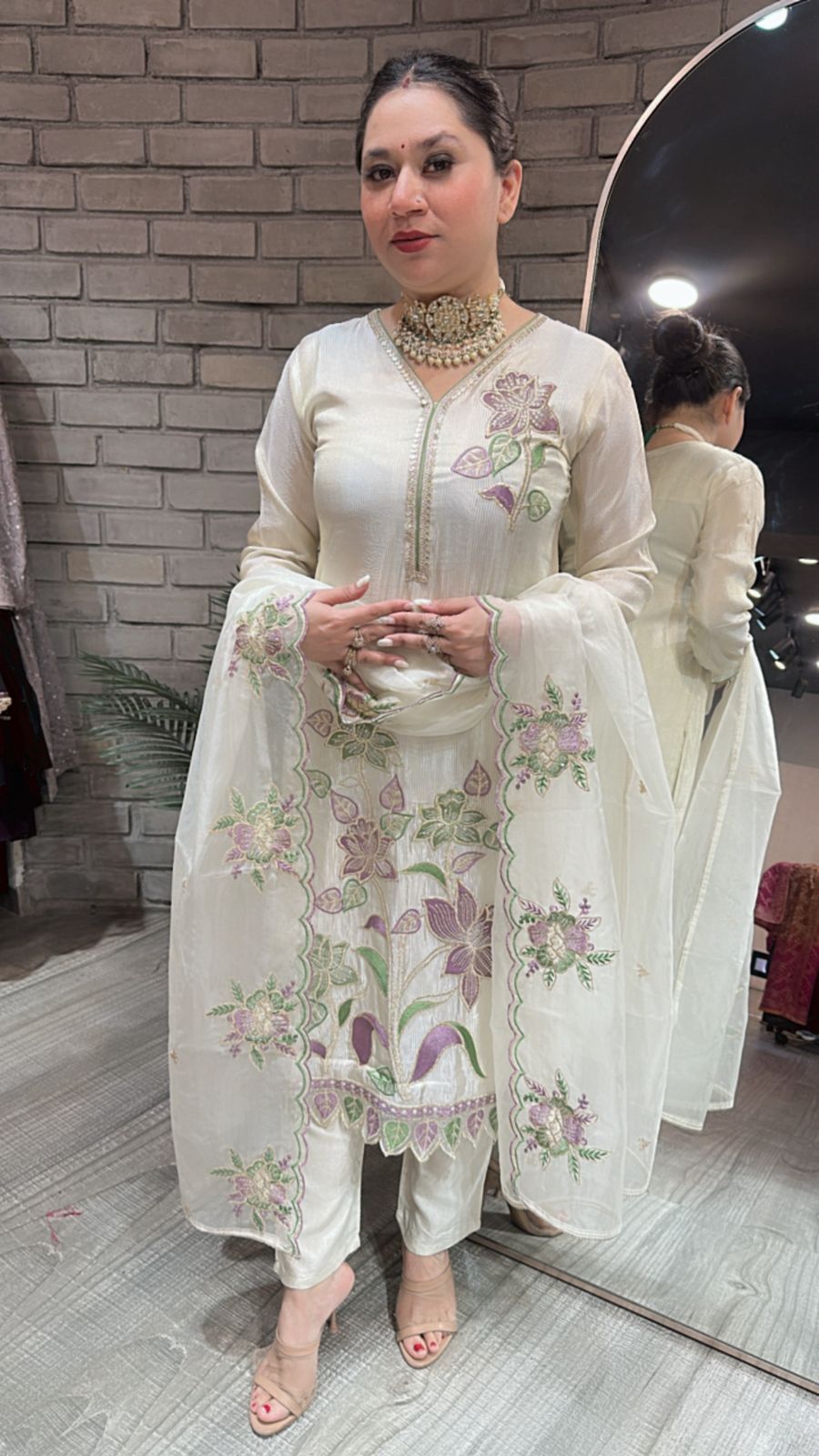Moon Ivory Flower Designer suit