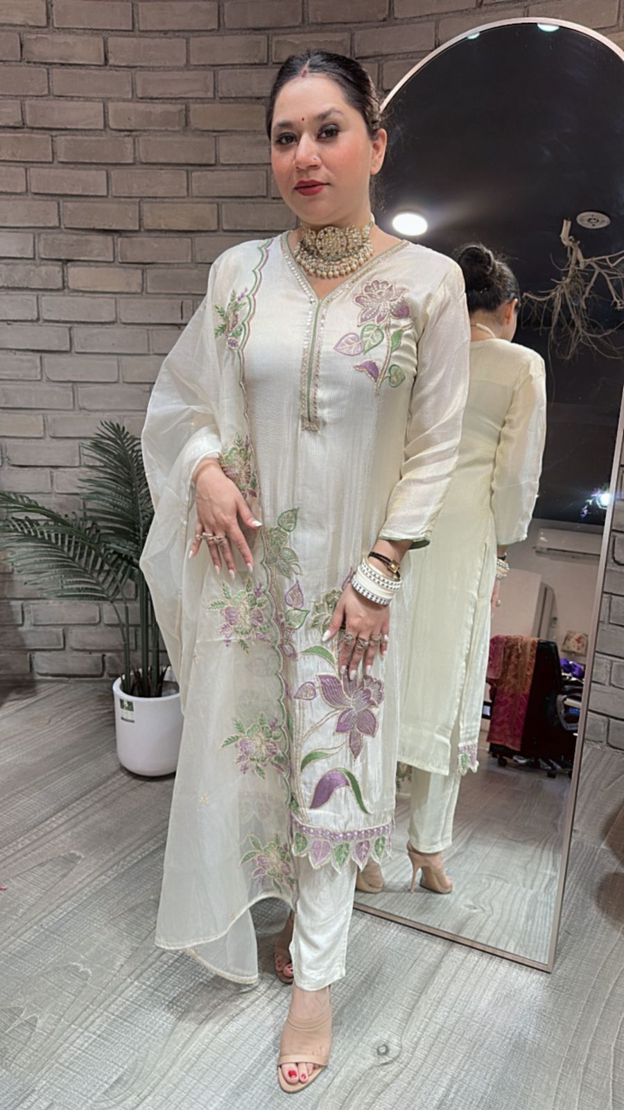 Moon Ivory Flower Designer suit