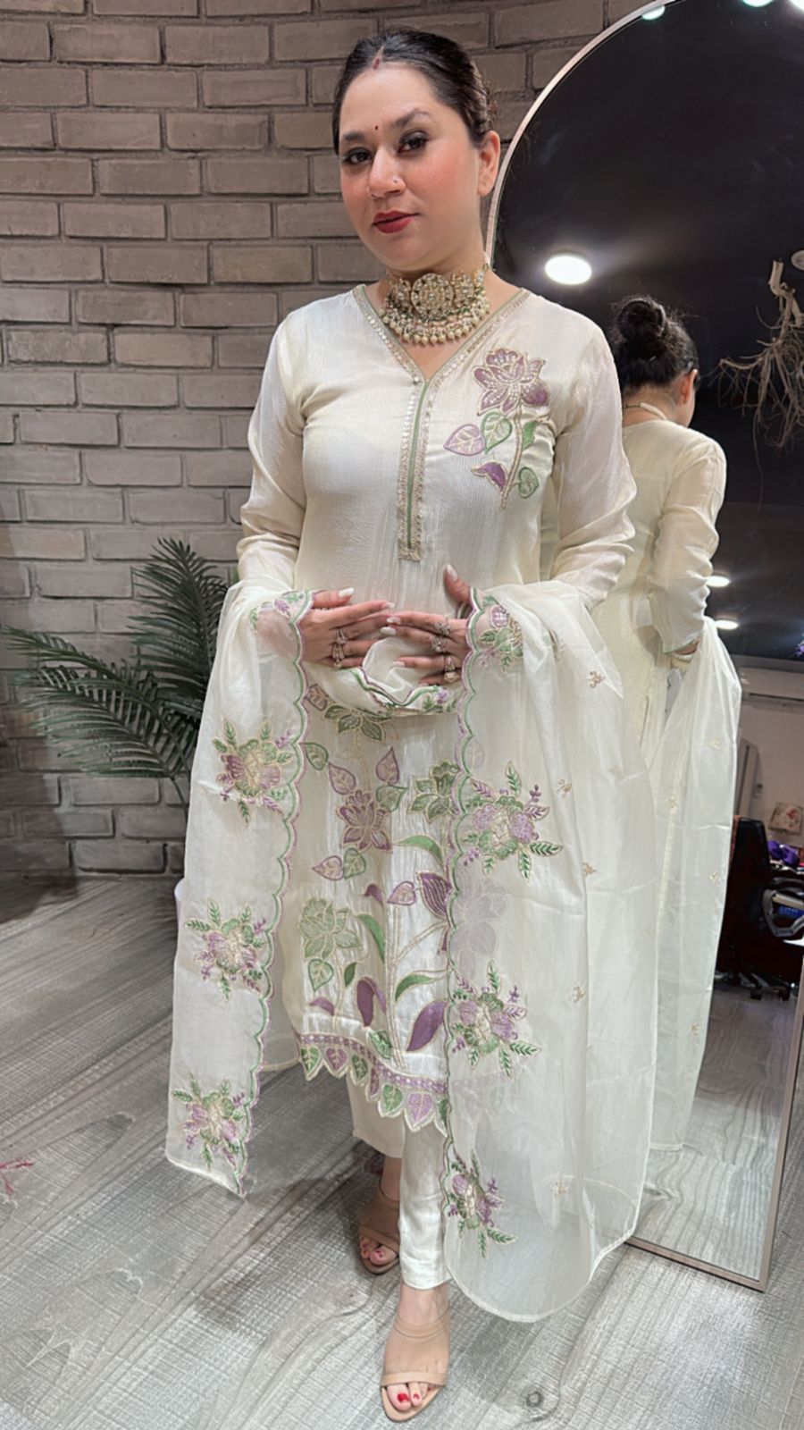 Moon Ivory Flower Designer suit