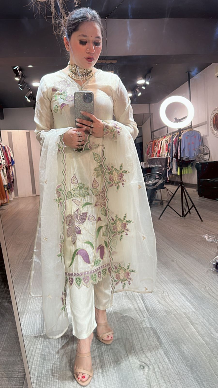 Moon Ivory Flower Designer suit