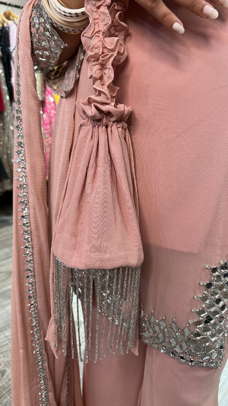 Mohinoor pink Mirror Designer suit