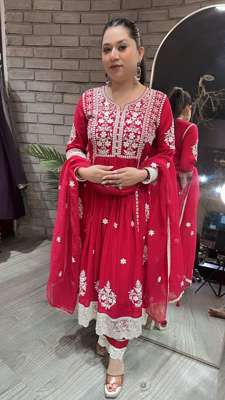Whimsy Red Thread work Anarkali suit