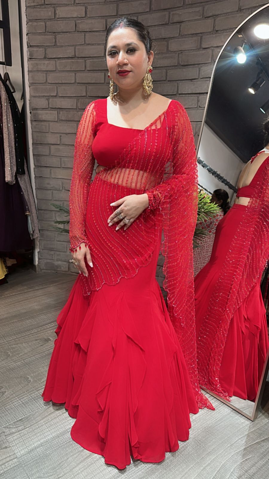 Karwa Red Designer Saree