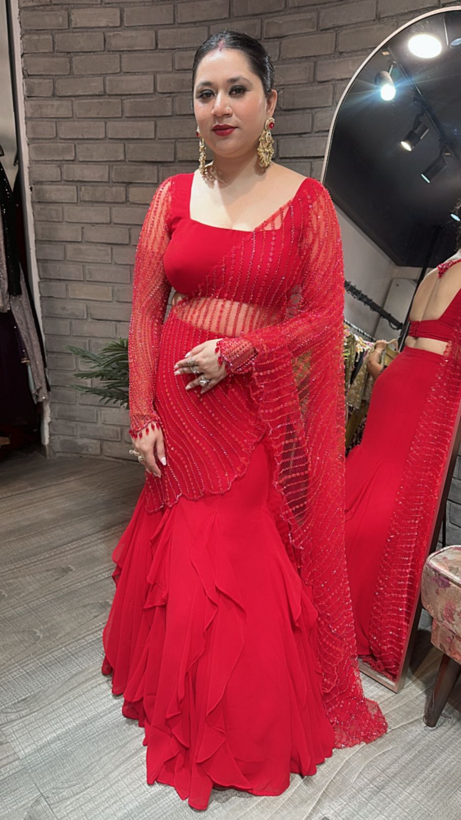 Karwa Red Designer Saree