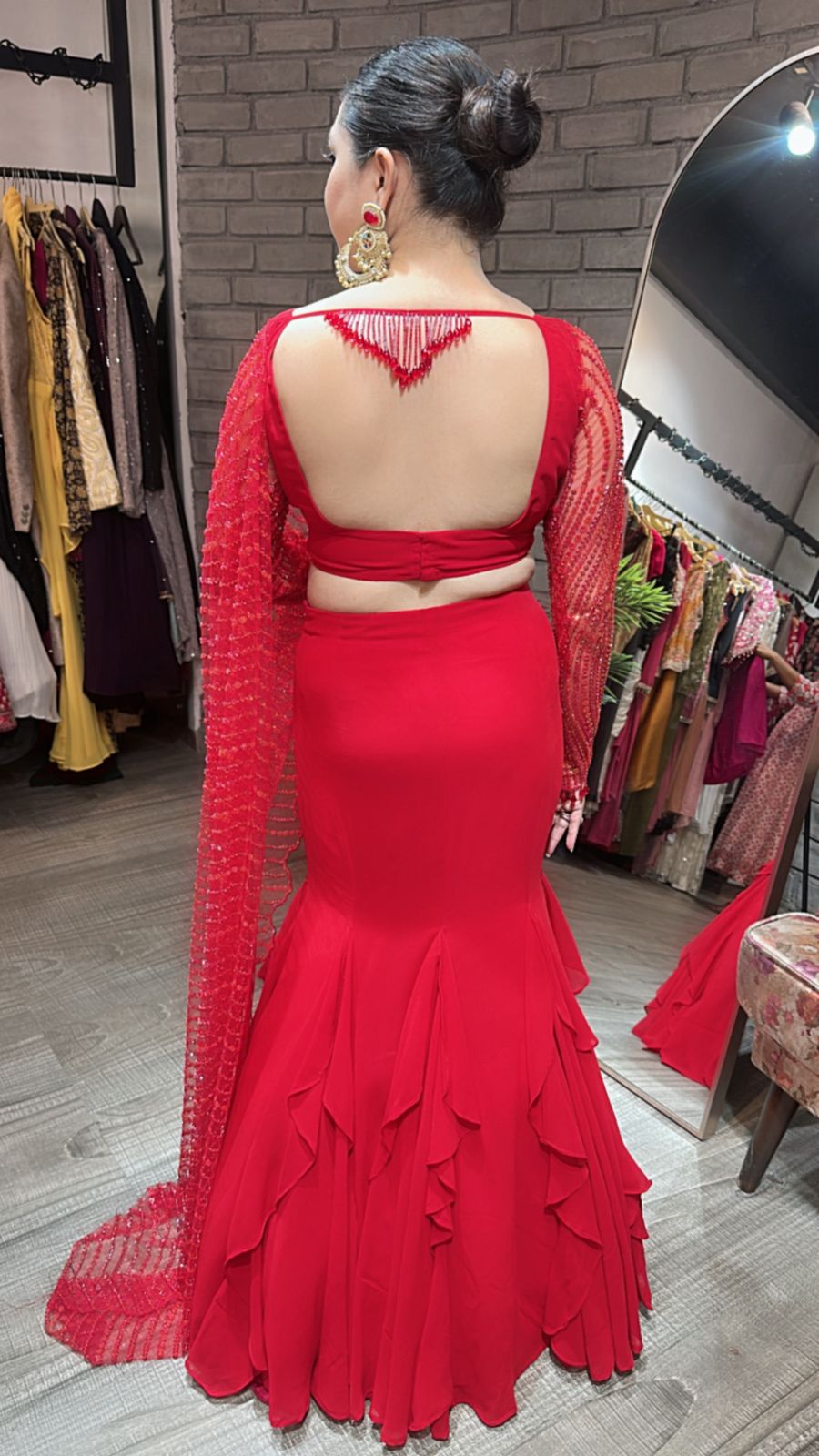 Karwa Red Designer Saree
