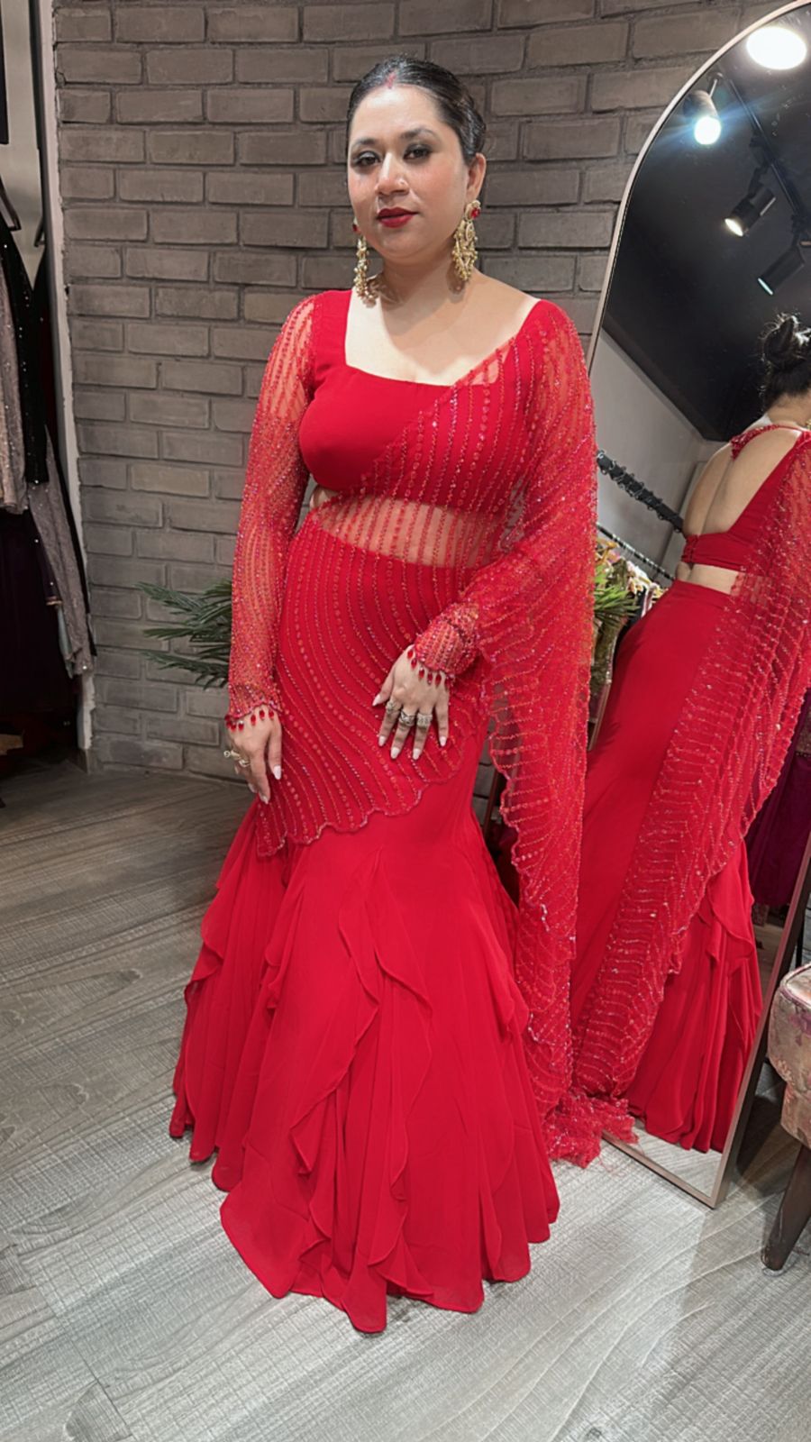 Karwa Red Designer Saree