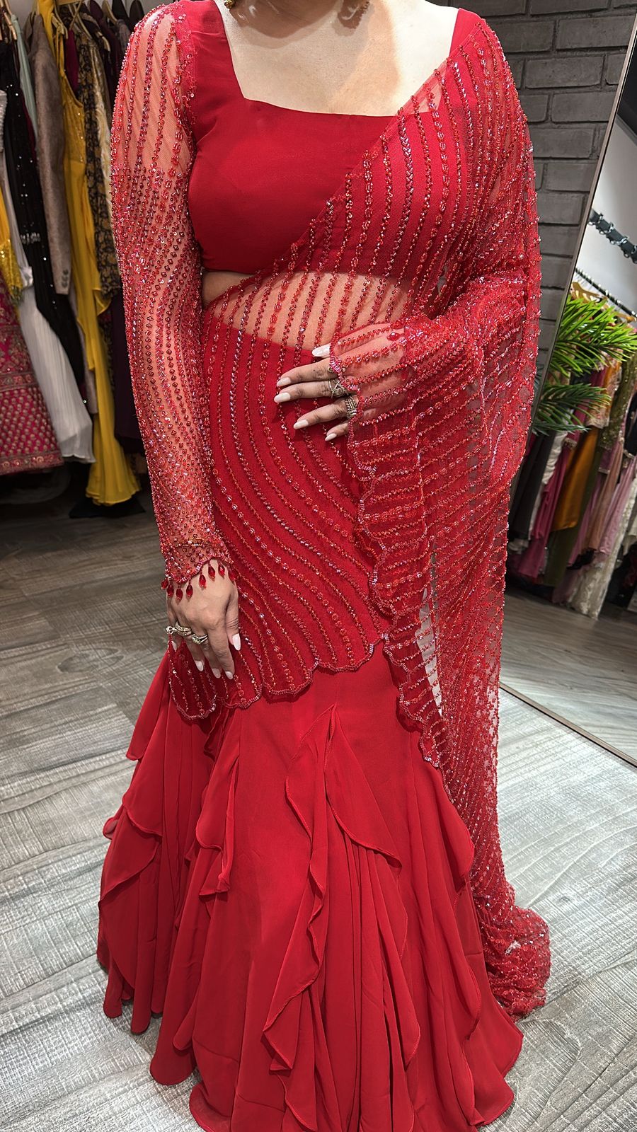 Karwa Red Designer Saree