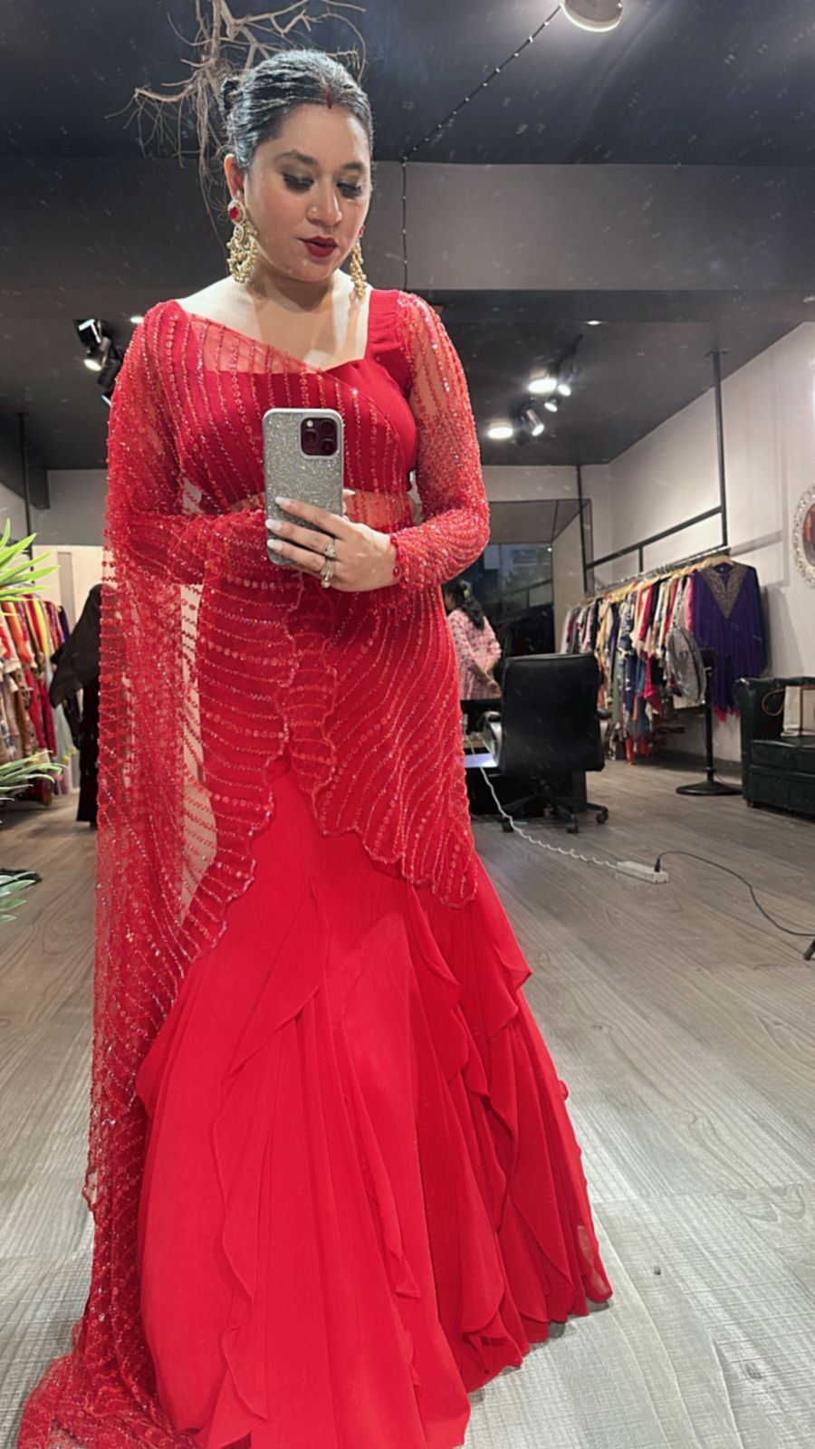 Karwa Red Designer Saree