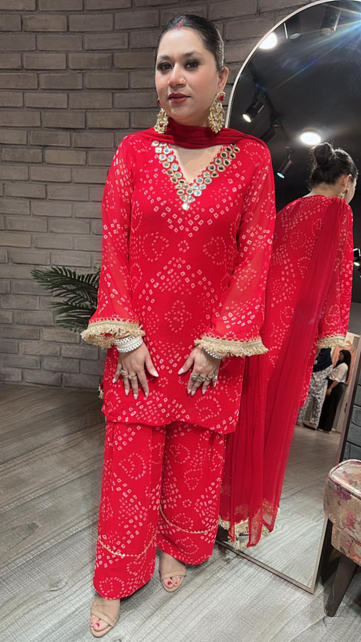 Mehfil lal Leheriya Mirror Suit