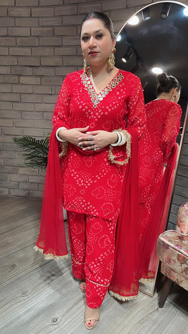 Mehfil lal Leheriya Mirror Suit