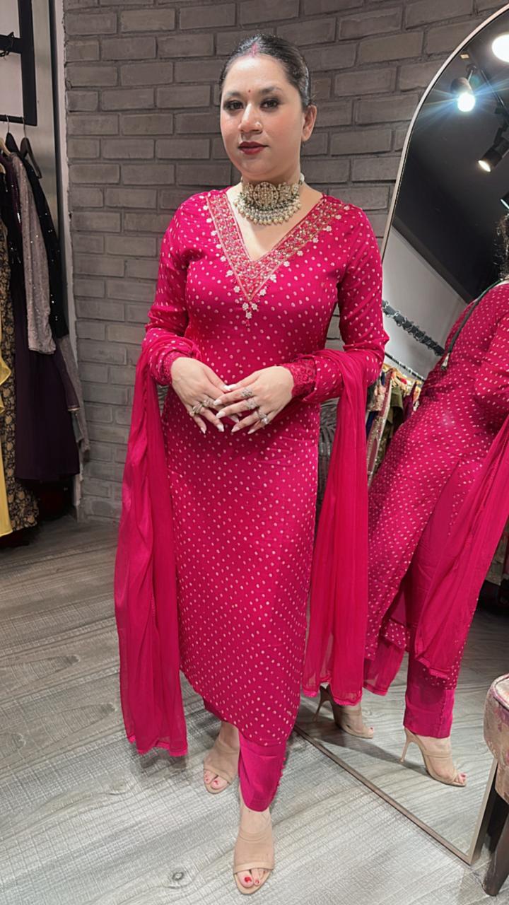 Neelima Hot Pink Designer suit