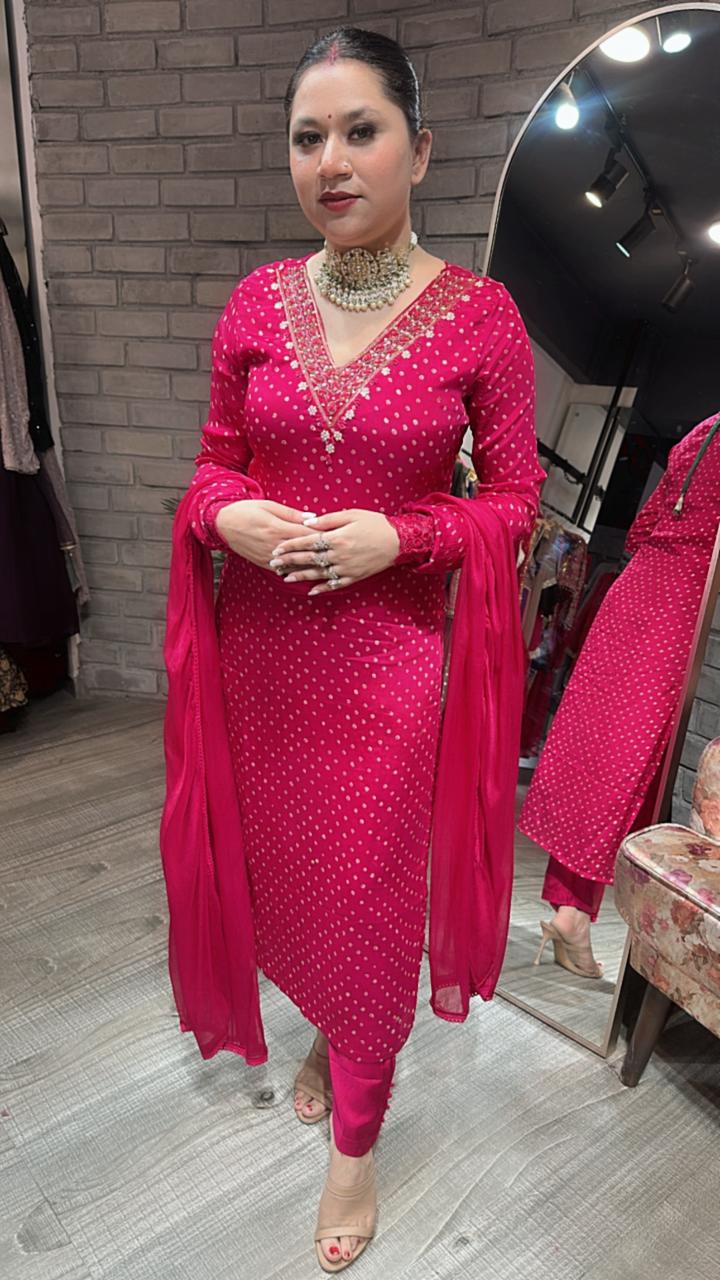 Neelima Hot Pink Designer suit