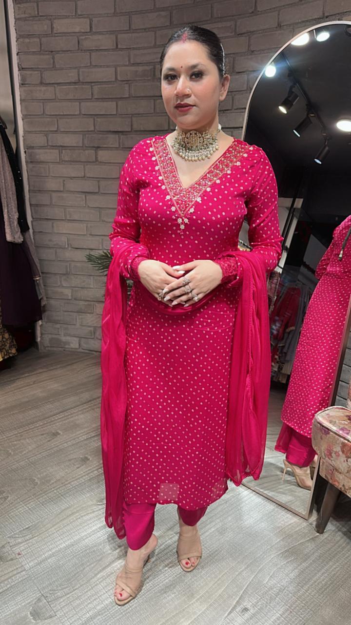 Neelima Hot Pink Designer suit