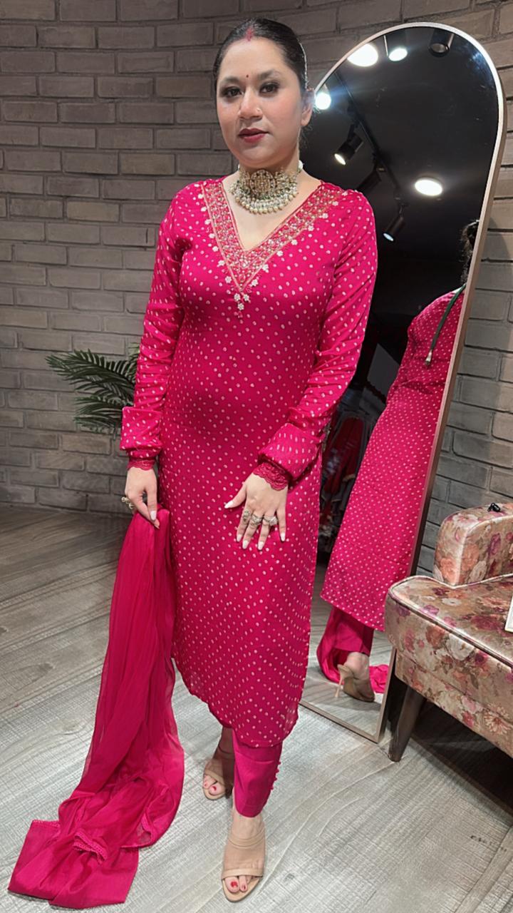 Neelima Hot Pink Designer suit