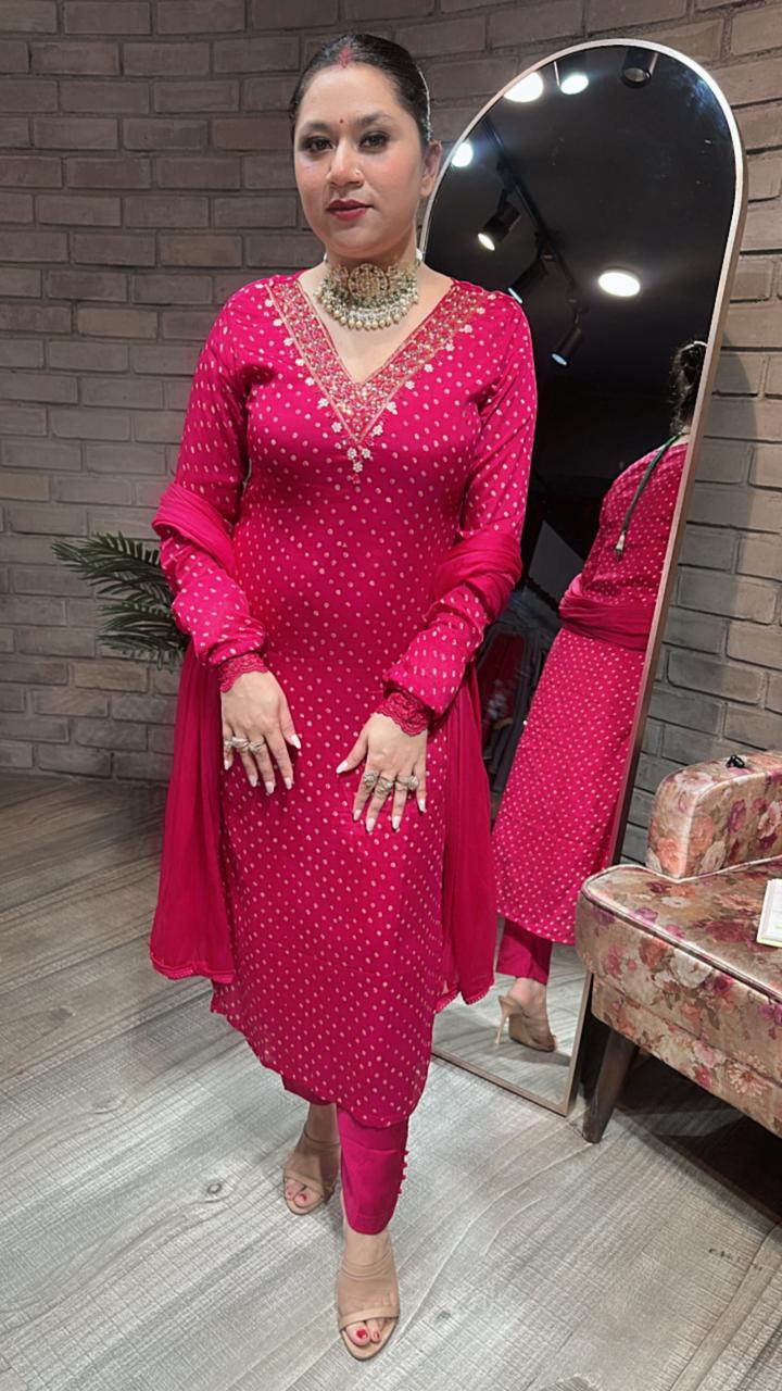 Neelima Hot Pink Designer suit