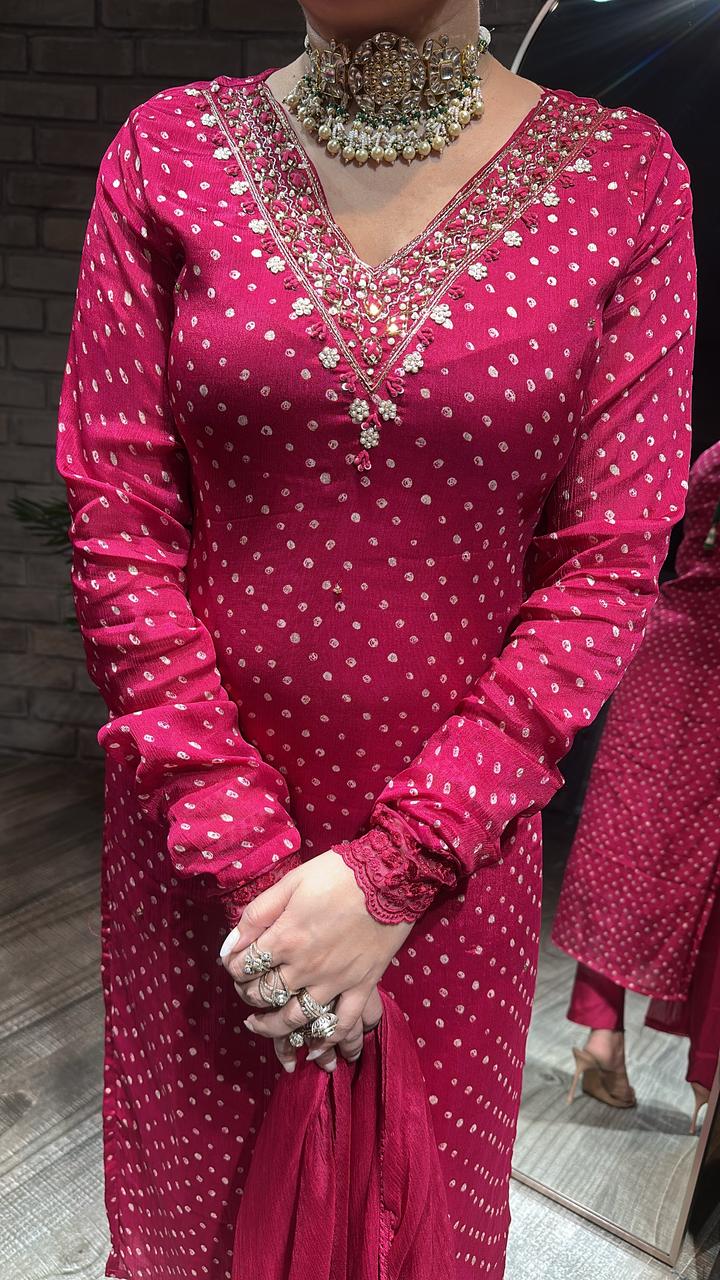 Neelima Hot Pink Designer suit