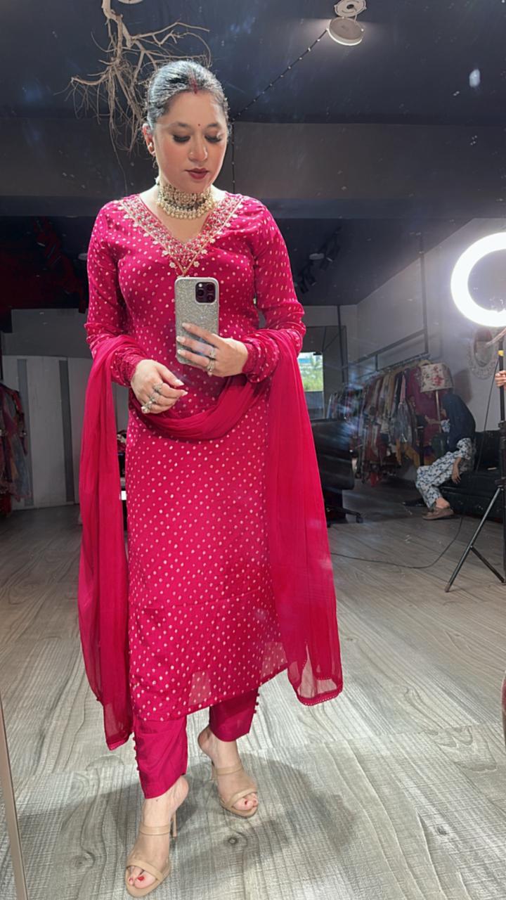 Neelima Hot Pink Designer suit