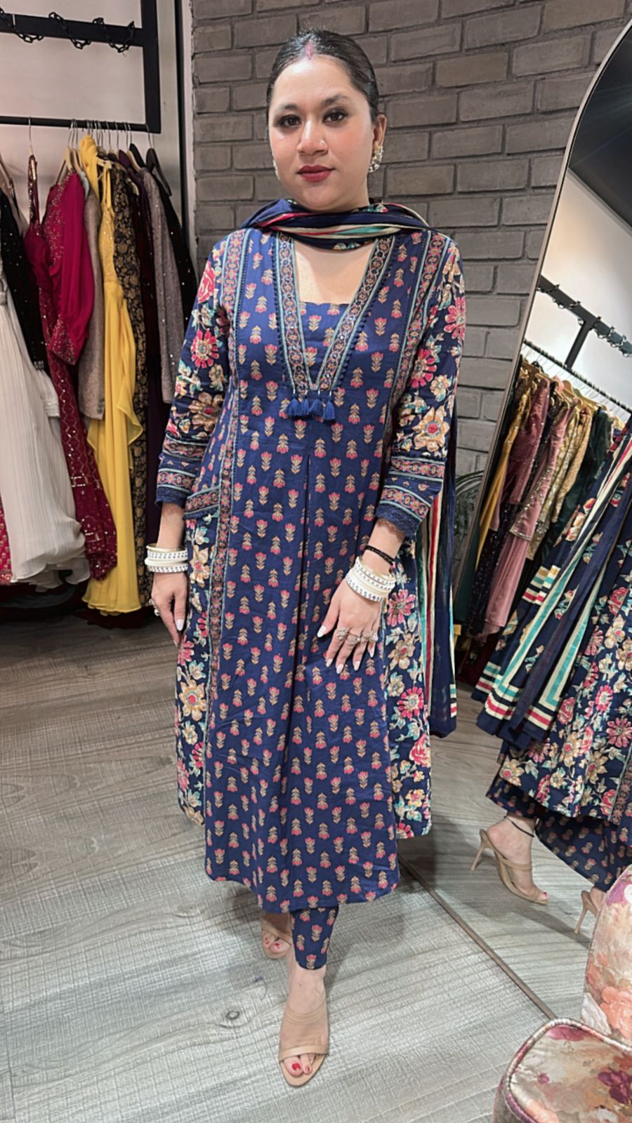 Sangria Electric Blue A- Line pocket Suit