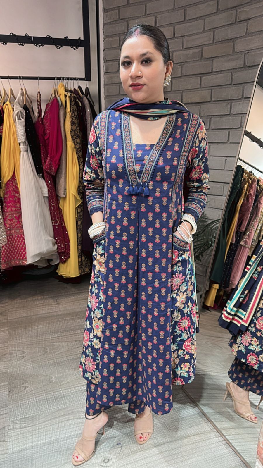 Sangria Electric Blue A- Line pocket Suit