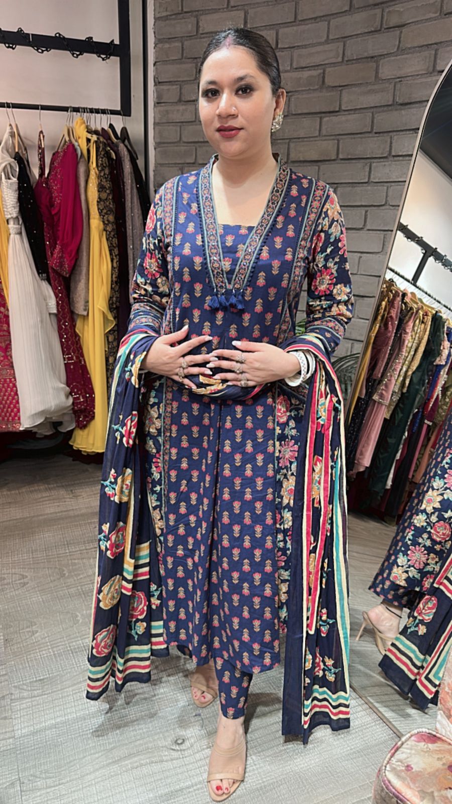 Sangria Electric Blue A- Line pocket Suit