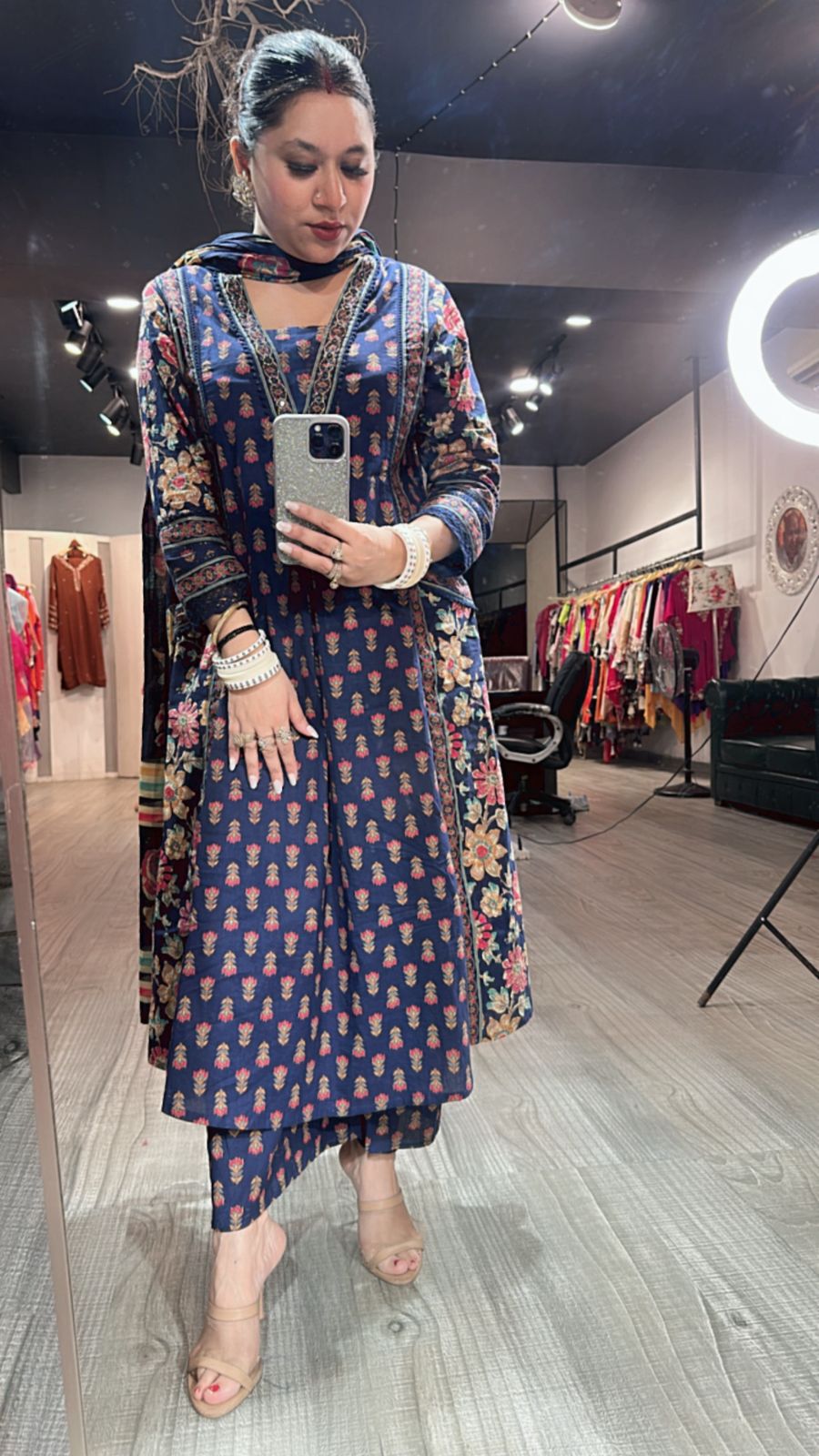 Sangria Electric Blue A- Line pocket Suit