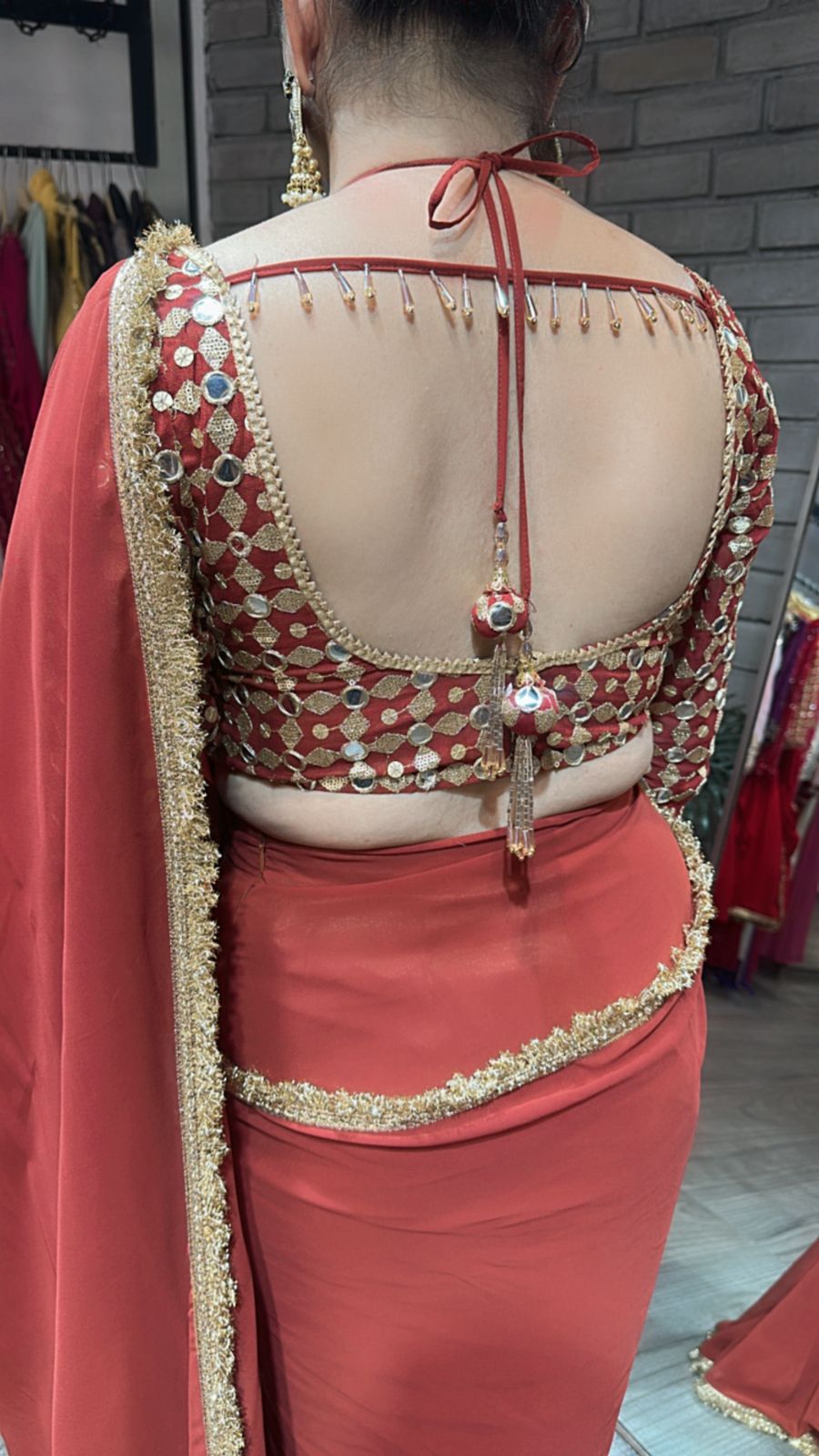 Doli Rust Designer Saree ( Delivery after Karwachauth )