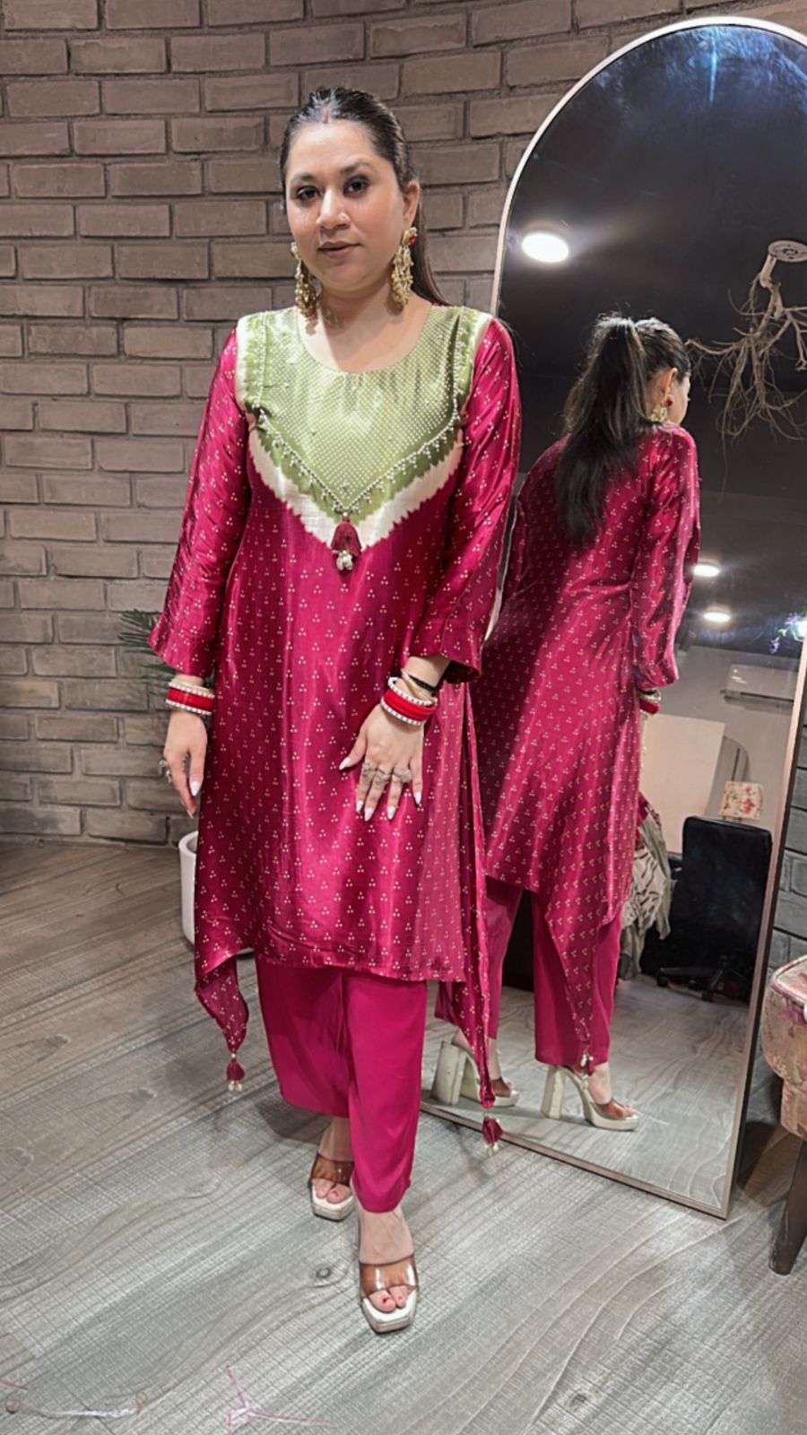 Vivah mahroon Green Tunic Set