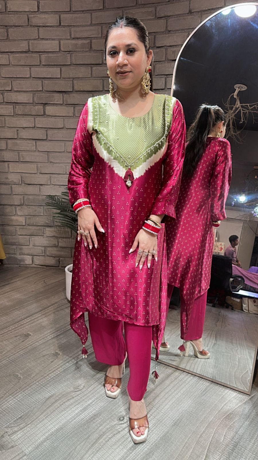 Vivah mahroon Green Tunic Set