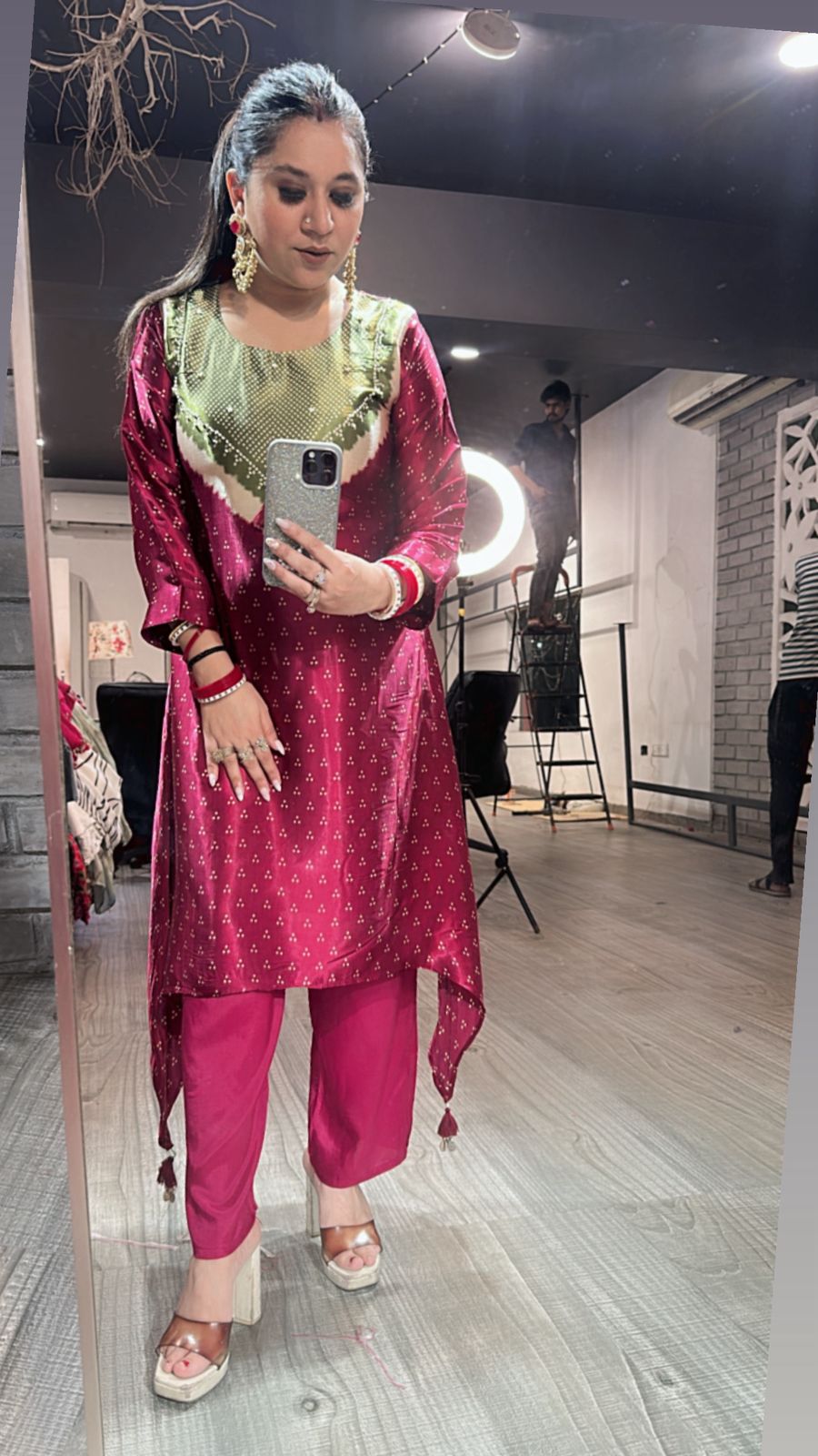 Vivah mahroon Green Tunic Set