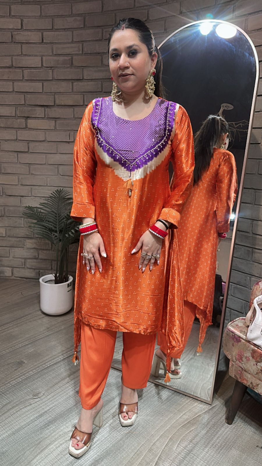 Vivah Rust Purple Tunic Set