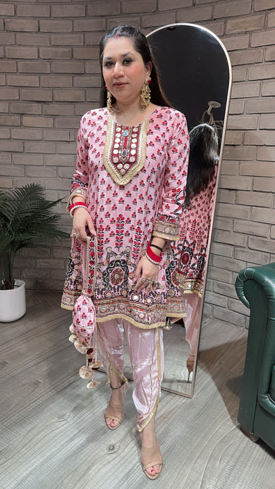Navratri Baby pink Digital peplum Dhoti