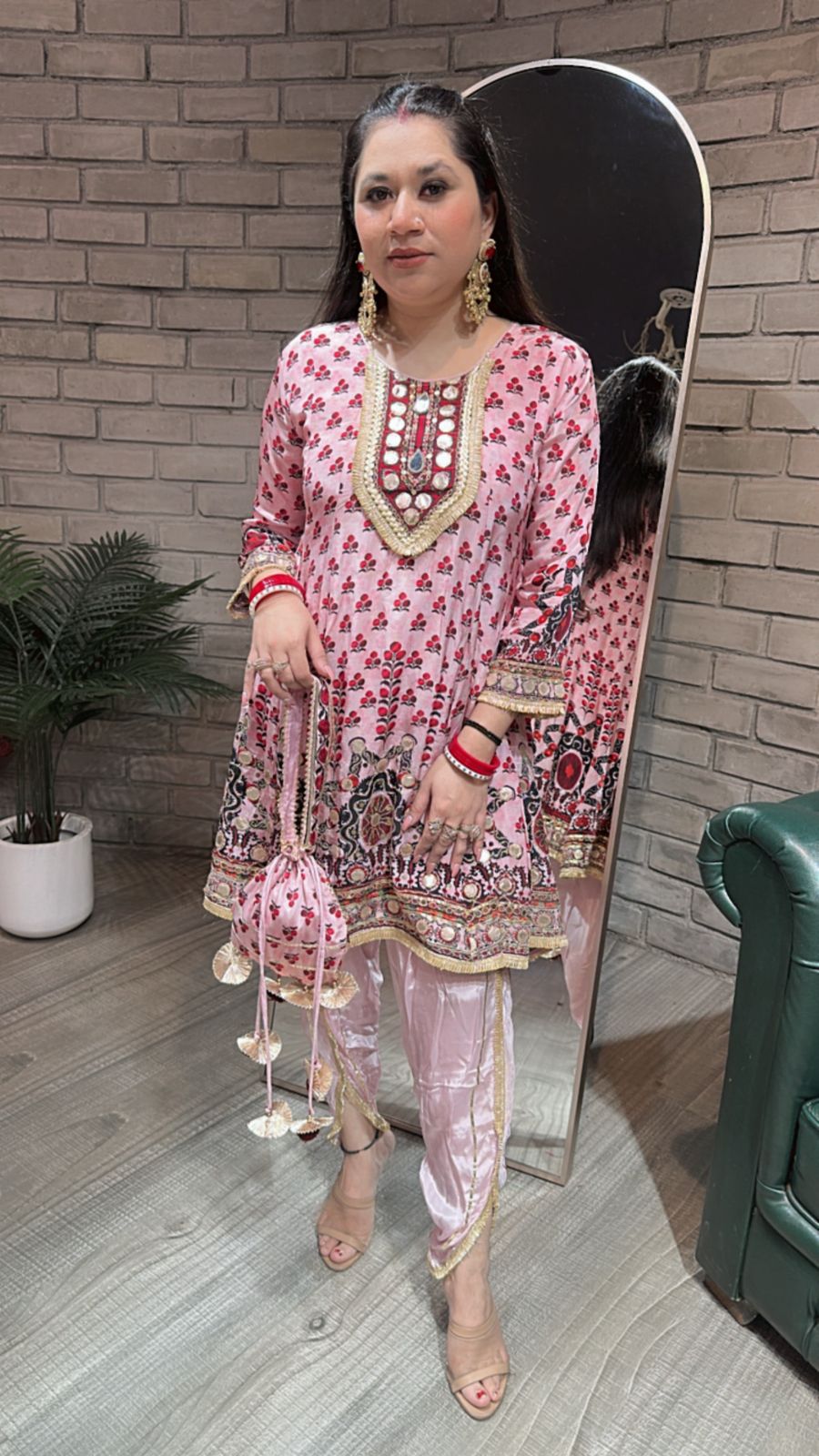 Navratri Baby pink Digital peplum Dhoti