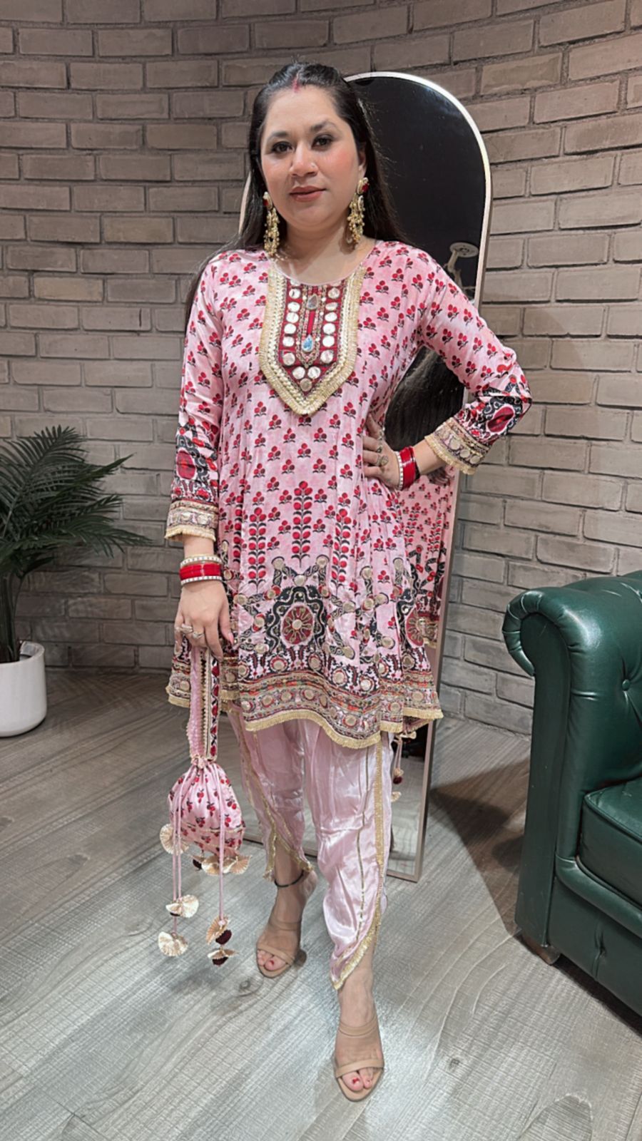 Navratri Baby pink Digital peplum Dhoti