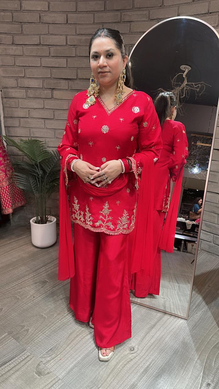 Festival Red Plazoo Designer Suit