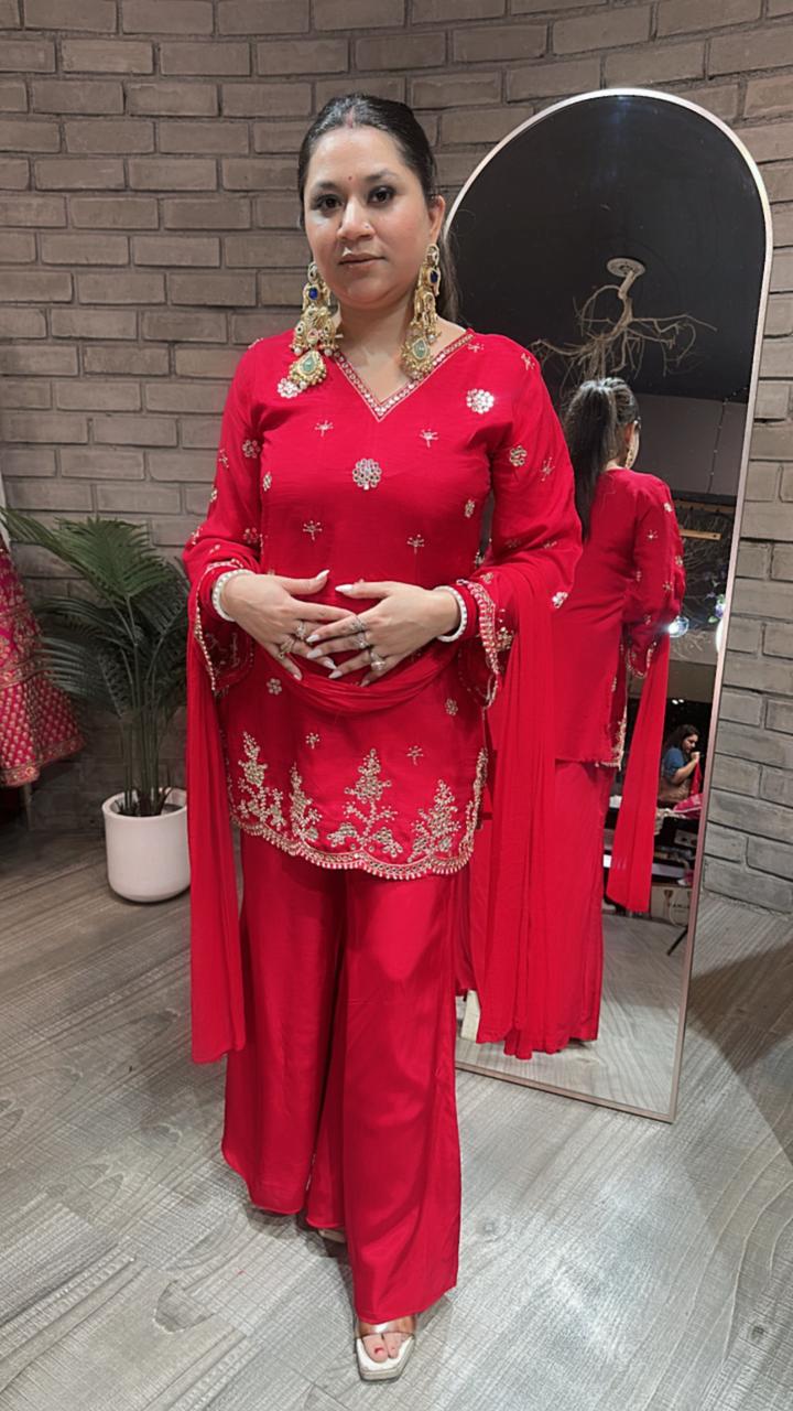 Festival Red Plazoo Designer Suit