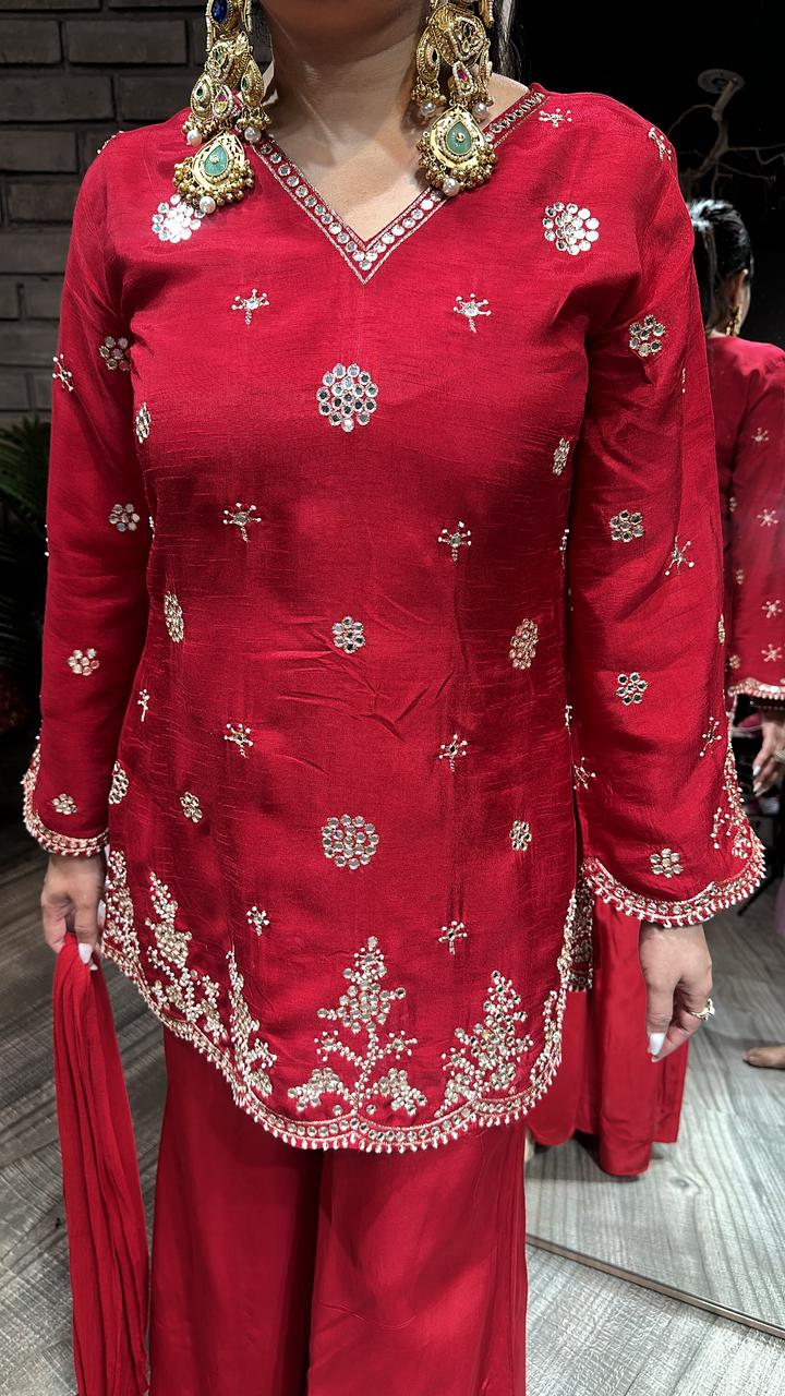 Festival Red Plazoo Designer Suit