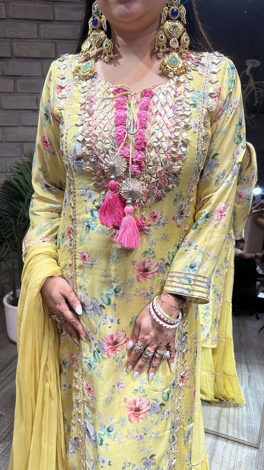 Khubani lime Yellow Gotta pati 1pc Suit