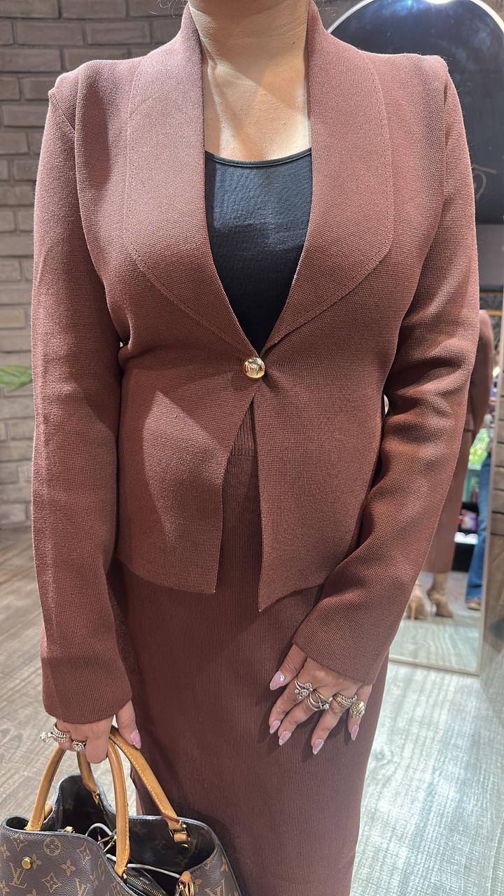 Cartier Brown Woolen Skirt Cordset