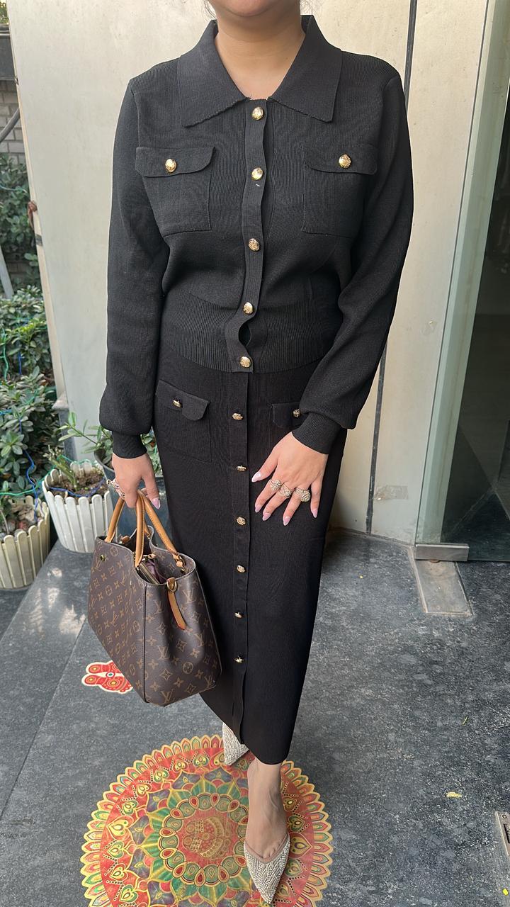 Kennedy Black Woolen Skirt Cordset