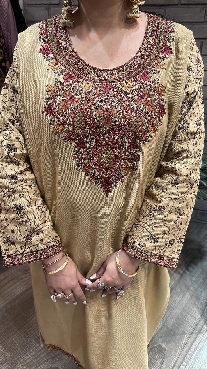 Kashmiri phiran Beige Thread work