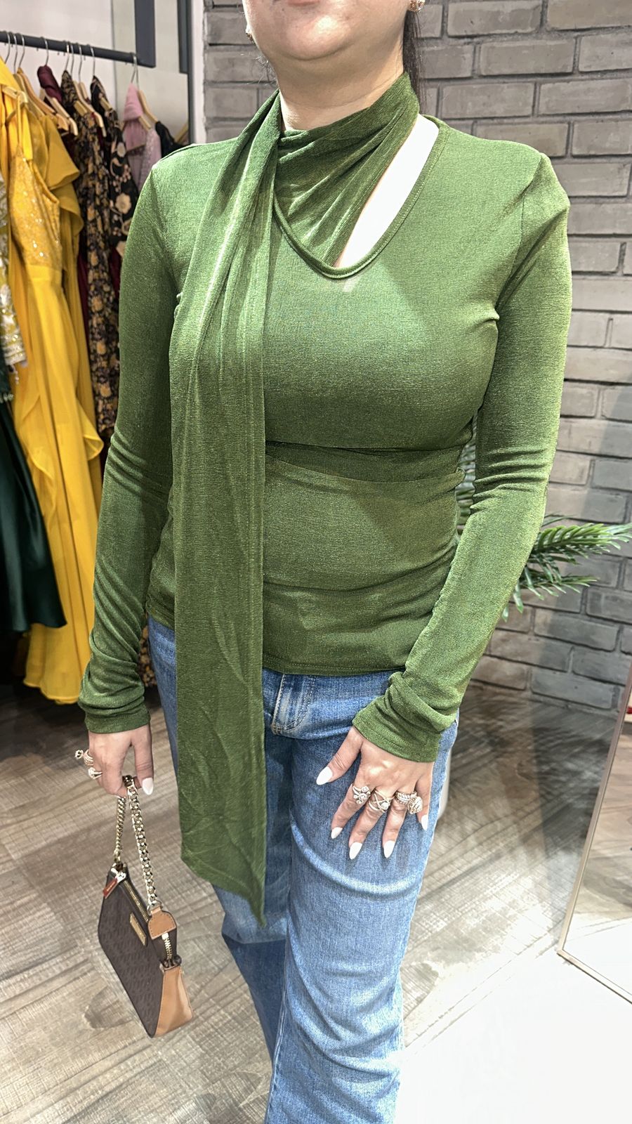 Swag Green knitted full Sleeve Top