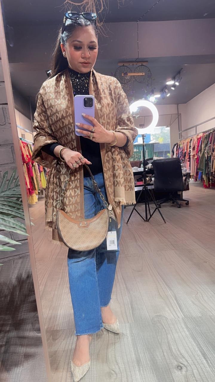 Mk Brown Semi Woolen Stole