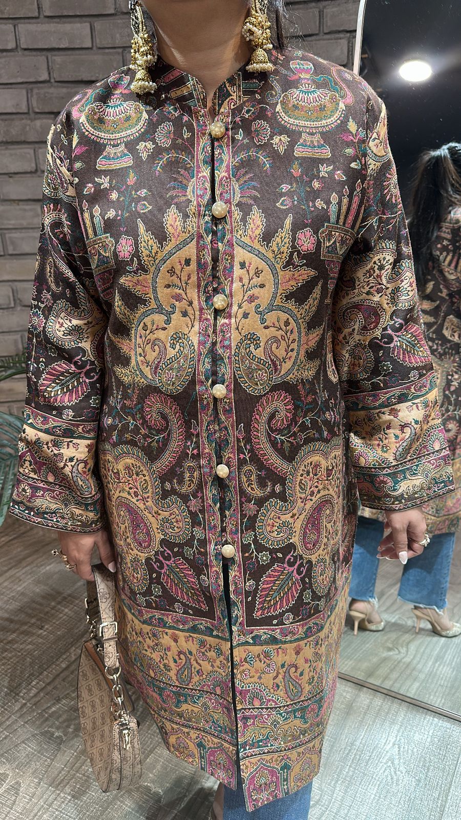 Srinagar long Jacket Thread work