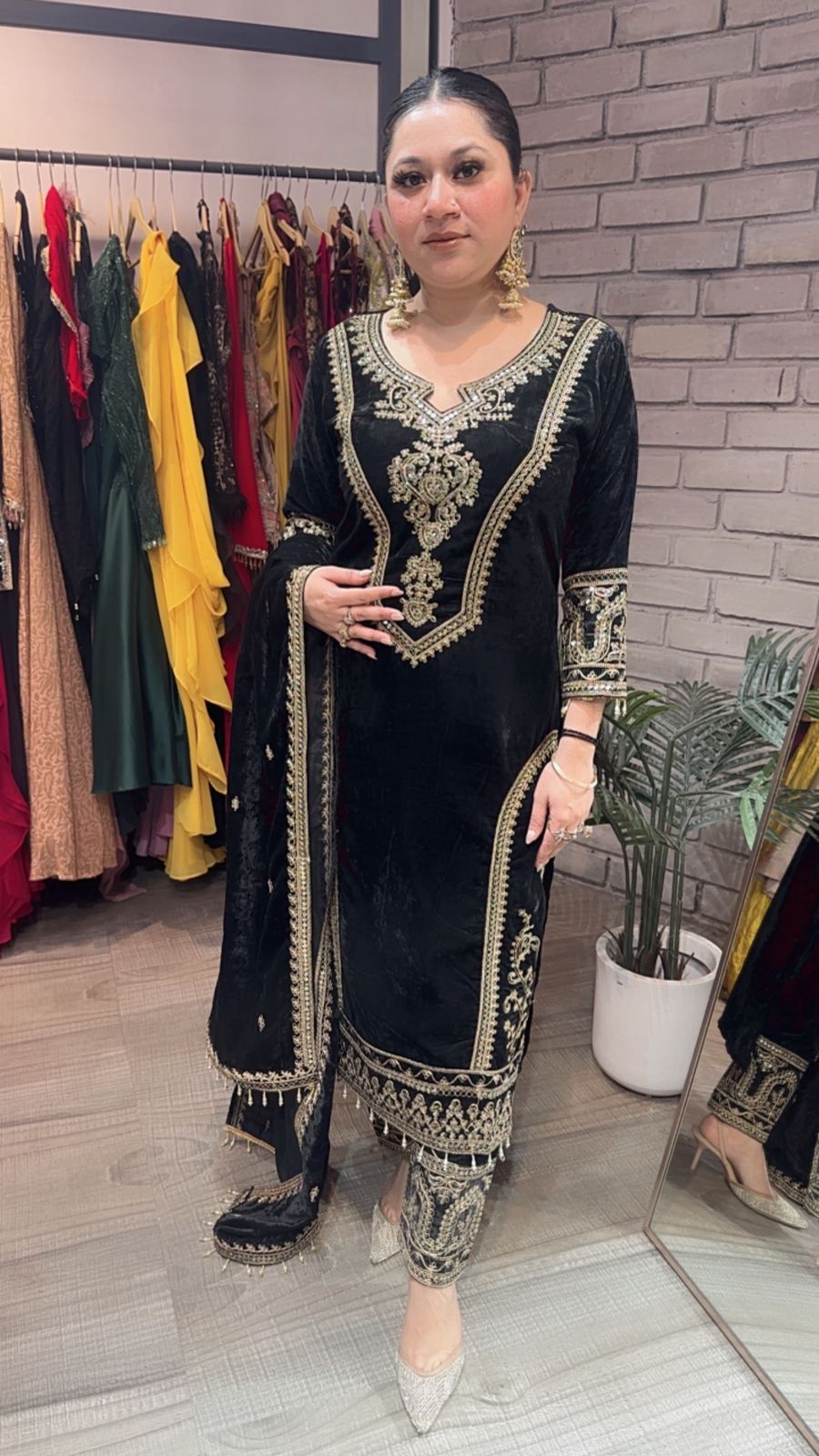 Shabad Black Designer velvet Suit