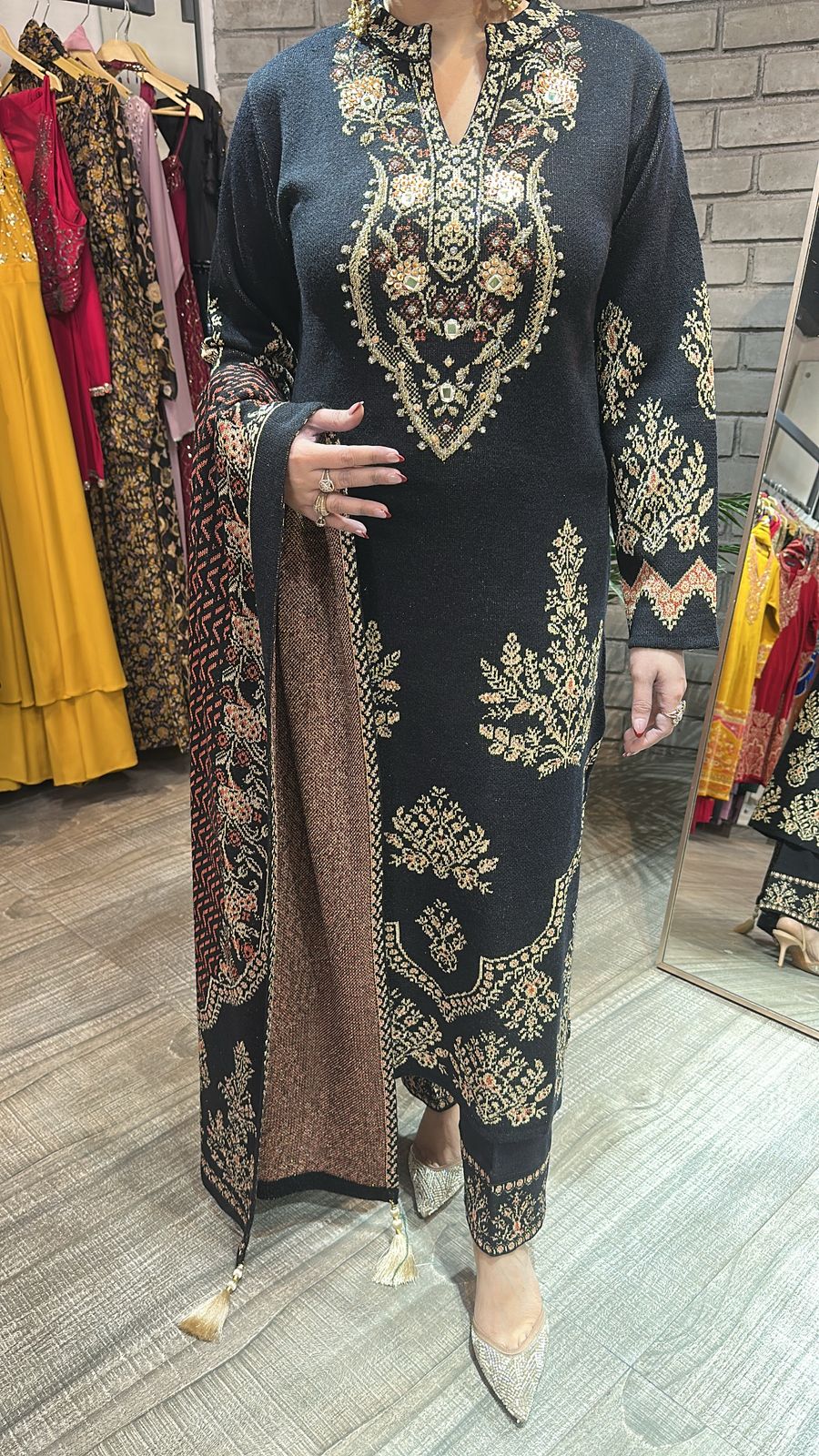 Rajma Black Woolen Designer suit