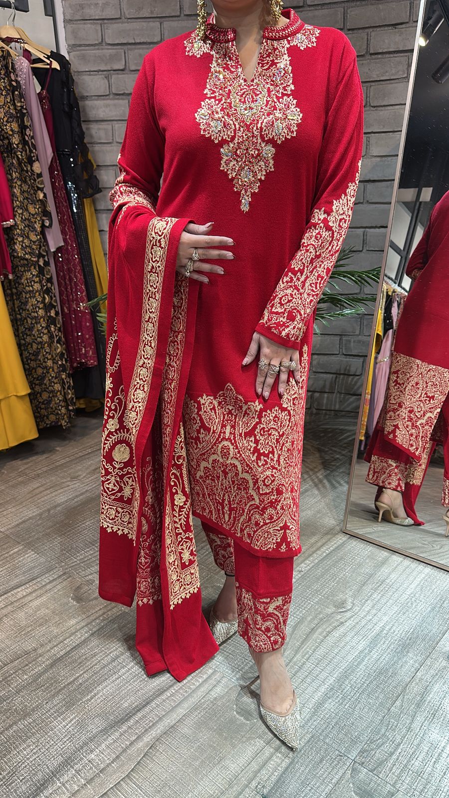 Chilli Red Woolen Designer suit