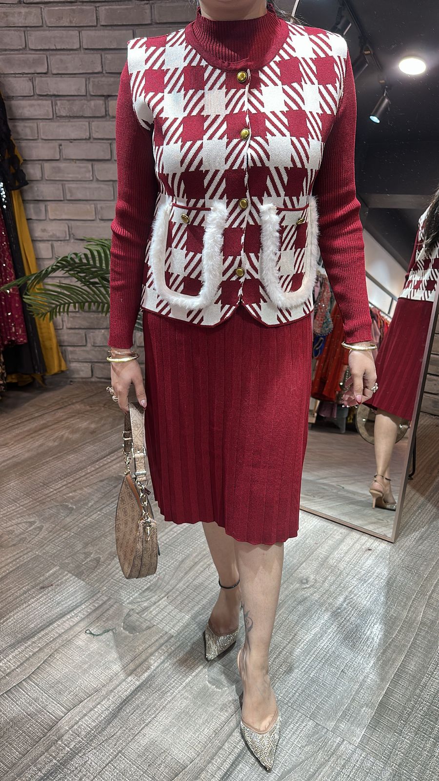 Penguin Mahroon jacket Woolen Dress