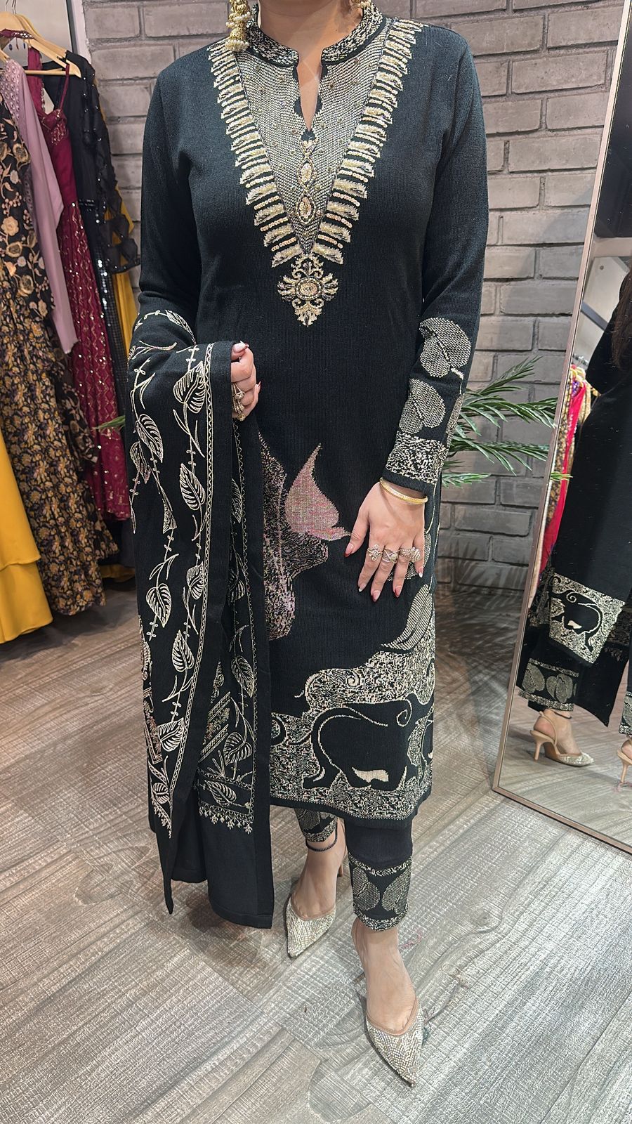 Clove Black Designer Woolen suit